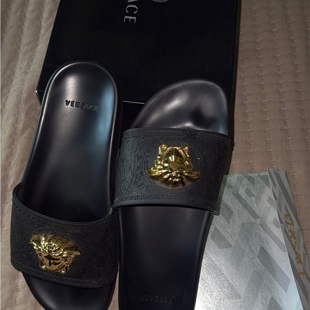 Versace Black and Gold Men's Slides